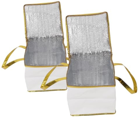 FELTECHELECTR Insulated Cake Cooler Bag 2pcs, Waterproof 8-inch Double-layer Non-woven Fabric Thermal Tote for Food, Reusable Insulated Grocery and Picnic Cooler Bags 30x30x27cm