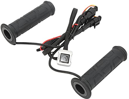 Tbest 1 par de Empuñaduras Calefactables Eléctricas para Motocicleta de 12V, Resistentes Al Agua, con Temperatura Ajustable para ATV