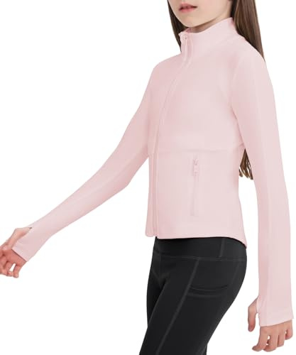 B&GCozy Girls Zip Up Jacket Horse Riding Shirts Athletic Yoga Lightweight Jackets for Girl 6-15 Years