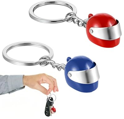 MYGLOAR 2 pièces porte-clés mini casque 3D, porte-clés casque de moto, porte-clés voiture moto, parfait comme anniversaire, cadeaux de vacances, accessoires de remplacement de voiture