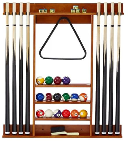 Generisch An der Wand montierter Billard-Queue-Ständer, Billard-Queue-Halter aus massivem Holz, Billardtisch-Zubehör für Billardzimmer, Club, Bar, Spielzimmer, für 8 Stöcke