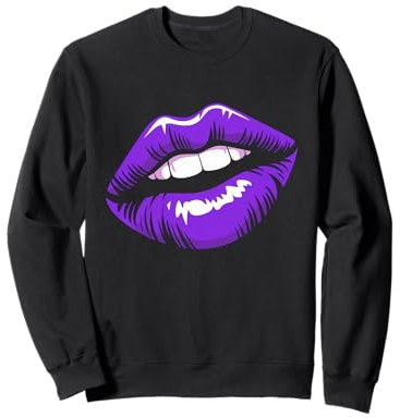 90er Jahre 80er Party Lila Lippenstift Kiss Kuss Kussmund Sweatshirt