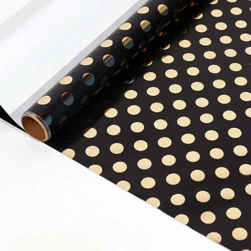QIUMING Rollos de Papel para Envolver Regalos de 43 x 304 cm, Color Negro metálico y Dorado, para San Valentín, cumpleaños, Bodas, graduaciones y compromisos.
