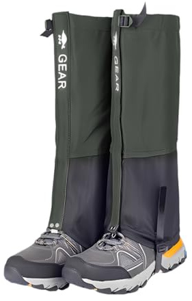 Inscool Gaiters for Hiking – Waterproof & Adjustable Leg Gaiters for Men & Women, 3-Layer Protection for Snow, Mud & Sand (Dark Green)