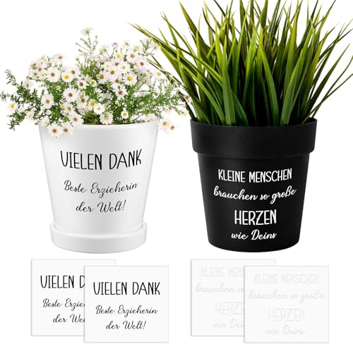 Faccito 4 Aufkleber für Den Blumentopf Dankeschön, Einfach Stil