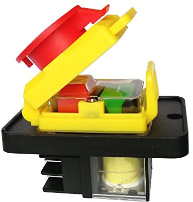 WEKONUMEX Interruptor pulsador de Parada de Emergencia, Interruptor de botón, KJD12 250 V 16 A Emergencia electromagnética 4 Pines