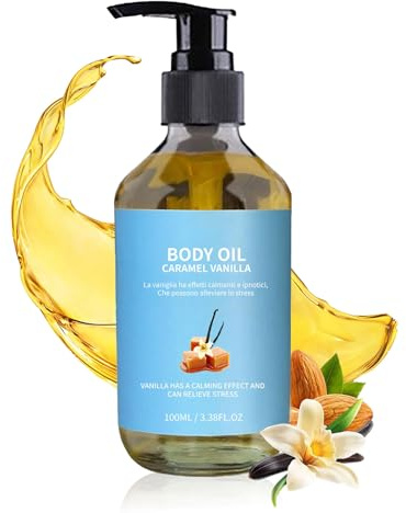 Vanille Ätherische Öle Natürliche Vanilla Body Oil, Massageöl mit Vanille Extrakt, Body Oil Vanilla, Körperöl mit weich & elegant Duft, Langanhaltender Karamell-VanilleKörperöl, Feuchtigkeitslotion