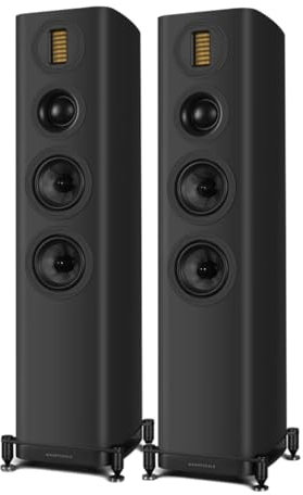 Wharfedale EVO 5.3 Floorstanding Speakers (Pair) – Dual 5″ Kevlar Woofers, Soft Dome Midrange, AMT Tweeter, 3-Way Bass Reflex Tower Design (Black)