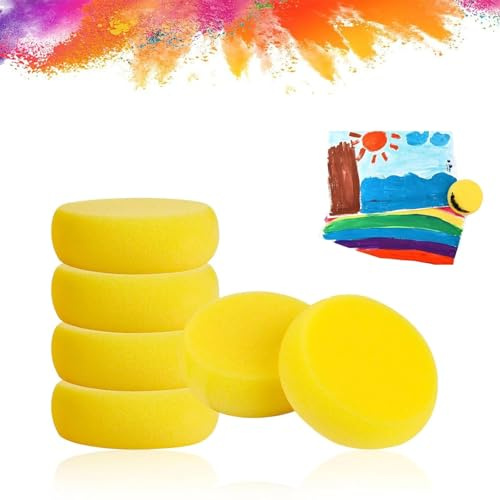 dinghaole 6 Stück Runder Malschwamm, Runder Synthetischer Kunst Schwamm, Schwammpinsel Runde Schwämme Tupfpinsel Set Synthetische Schwämme für DIY Malerei Handwerk Keramik Werkzeuge Aquarell Ton