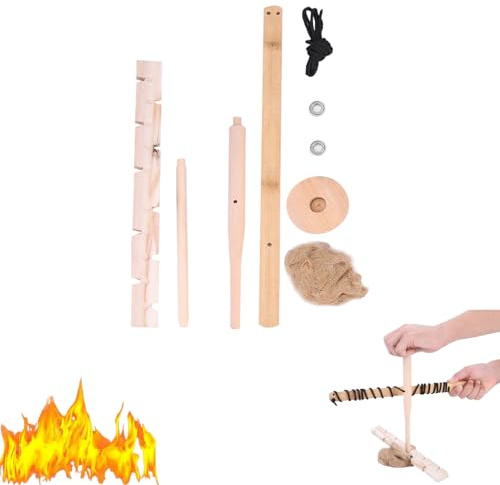 Jwthee Bow Drill Fire Starter Kit, Fire Piston Fire Starter, Survival Practice Friction Tool for Scout Outdoor Activity Teaching, Outward Bound Training
