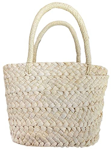 Elqater Summer Handmade Small Woven Bag Corn Husk Handbag Basket Straw Rattan Bag Parent-Child Children Straw Rattan Purse