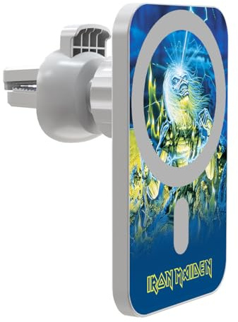 Head Case Designs Officially Licensed Iron Maiden Live After Death Icons Magnetic Car Mount with Wireless Charger 15W Fast Charging Compatible with MagSafe iPhone and Android Qi Devices (White)