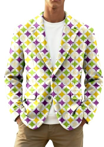 Blazer Uomo Casual Giacca in Corduroy con Paillettes Print per Uomo Stile Casual per Cappotto da Matrimonio ed Eventi Notturni
