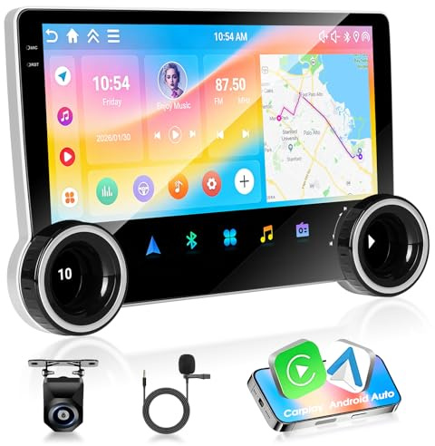 Motorsi Android Autoradio 4G+64G 10.1’’ 1280P Incell Touchscreen Stéréo Radio, Wireless A-Pple Carplay Android Auto GPS Bluetooth 5.0 WiFi FM/RDS 2USB, Support Dab+ OBD2