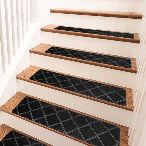 15 pièces de tapis pour marches d'escalier, 55x19 cm, tapis auto-adhésifs pour l'intérieur, tapis d'escalier, antidérapants, pour la sécurité des animaux de compagnie, des enfants et des personnes