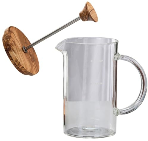 ELAYARD Vidrio de Borosilicato 400 Ml Tapa de Bambú Prena de Café Manual para Hogar y Cocina Tetera Resistente a Altas Temperaturas Prena de Café Creativa y Práctica