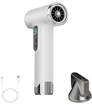 SL Euthtion Secador de pelo inalámbrico, batería de 15000 mAh, secador de pelo recargable, 3 ajustes ajustables de aire caliente y frío, utilizado para viajes, camping y caravana.