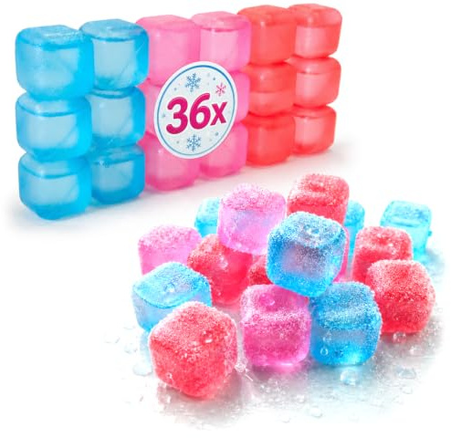 com-four® 36x Cubitos de hielo reutilizables de colores, para enfriar