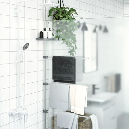 sephironlbb Porte-serviettes en aluminium 47 x 280 cm, extensible jusqu'à 2,8 m, avec barres porte-serviettes réglables, support mural sans perçage, idéal pour accrocher et sécher dans la salle de