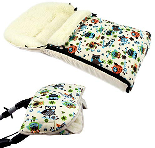 BAMBINIWELT KOMBI-ANGEBOT Muff + vinterväska 108 cm – av lammull för barnvagn, buggy, hjulhängare, skena – EU Eule $4