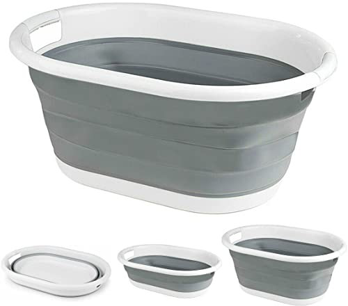 Crystals Large Collapsible Fold Able Laundry Basket Pop Up Clothing Washing Storage For Bedrooms Laundry Room Bathroom (Oval)