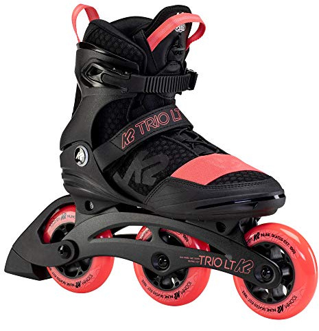 K2 Trio LT 100 Womens Inline Skates, Black/Coral, 7.0