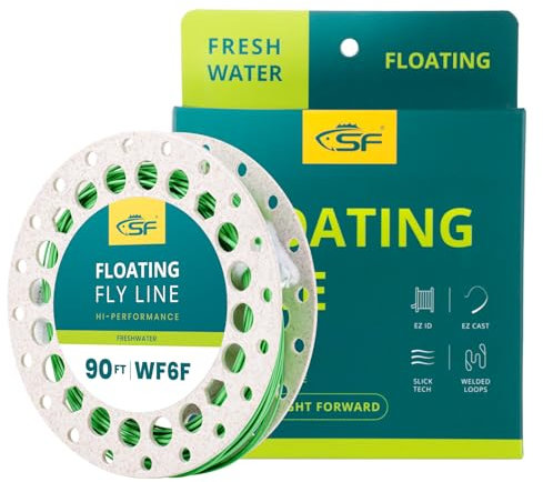 SF Fliegenfischen Schnur Schwimmend mit geschweißten Schlaufengewicht-Vorwärtsfliegenschnüren #Gras-Grün 90FT WF6F