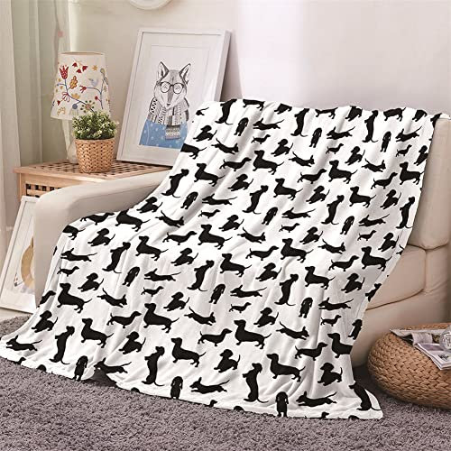 FANSU 3D Coperta Plaid in Pile di Flanella, Microfibra Morbido Durevole e Caldo Peluche Matrimoniale Coperte Copriletti per Letto Divano Soggiorno (Bassotto,100x150cm)