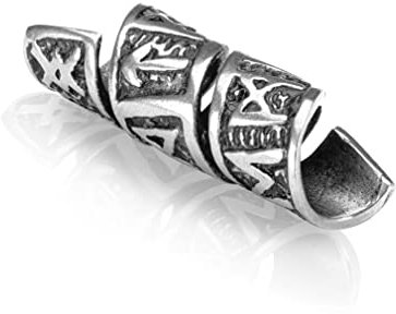 NKlaus Bartschmuck Ø 6mm Bartperle Runen 925 Sterling Silber Herren Schmuck 4324