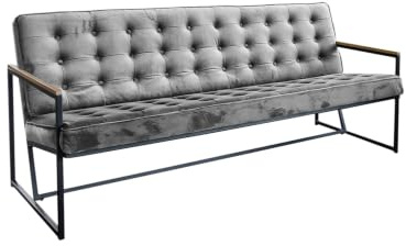 KAWOLA Esszimmergruppe Velvet Samt Arly Polsterbank | Sitzbank mit Lehne und Rückenpolster | Bank für Esszimmer und Küche | Elegant und Minimalistisch | Bezug Velvet Samt, Grau | 173x80x77 cm