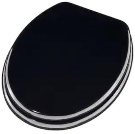 Schläfer 4638201 | Weser- WC-Sitz Schwarz Holz, WC-Sitzauflage, Toilettendeckel, Universal Toilettensitz in Universaler O Form, Klodeckel, Metall Verchromte Scharniere, Ovale Klobrille