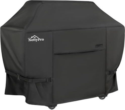 NettyPro Grill Cover for Outdoor Grill 60 inch Waterproof Heavy Duty Gas BBQ Cover for Outside Weber, Char-Broil, Brinkmann, Jenn Air, Nexgrill 3-4 Burners Barbecue, Black
