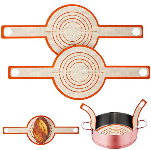 2pcs Silicone Bread Sling Multifunctional Baking Mat for Dutch Oven, Reusable Liner with Long Handles