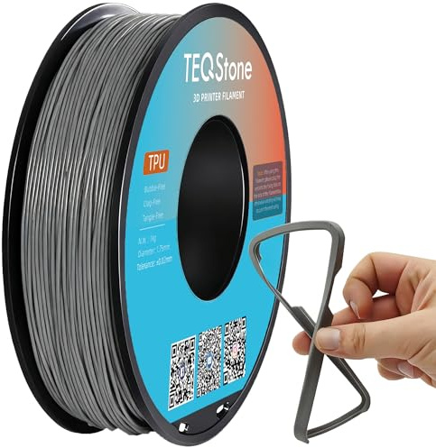 TEQStone TPU Filament 1.75mm Grau 1Kg Spule 95A Flexibel Weiches 3D Drucker Filament Maßgenauigkeit +/-0.03mm Vakuumverpackung