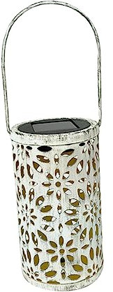 Gadpiparty Retro Solar Lanterns Vintage White Chrysanthemum Hanging Light for Outdoor Garden Patio and Courtyard Decoration