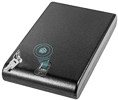 Portabelt Minisafe, Portabelt Biometriskt Pistolsäkert Hemligt Valv, Snabbt Inträde På Två Sätt För Pistoler, Ammunition, Pass, Kontanter, Kreditkort, Klockor, Smycken, Etc.