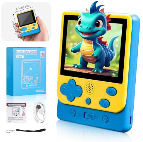 Console de Jeu Portable, Console de Jeux Portable rétro 319+ Jeux FC Classiques, Mini Console de Jeu Portable à écran de 2,5 Pouces, Cadeau de Noël ou d'anniversaire pour Enfants/Amoureux (Bleu)