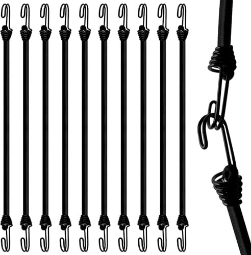 Spanngummi mit Haken 10 Stück, Expander mit Haken 30cm/60cm/100cm, Gummiband mit Haken für Anhängerplane, Dachträger, Camping, Sonnensegel, Schwarz (60cm-10 Stück)