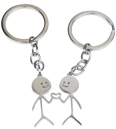PLABBDPL 2pcs Llaveros con Figura Sonriente, Ideal para Parejas, Corazón Regalos Originales y Románticos para Novios y Enamorados, Idea de Regalo para Hombre en San Valentín o Aniversario de Pareja