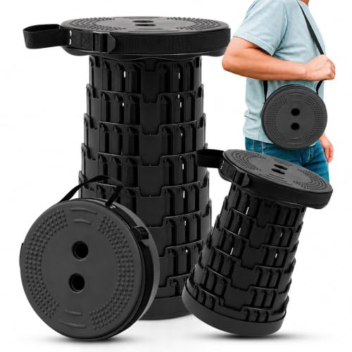 HAPPY DAYS Taburte Plegable Portátil Camping 2026 - Asiento Acolchado - Altura Ajustable - Soporta hasta 280kg - Silla Playa Ligera - Banco Plegable para Senderismo, Hogar, Picnic, Festivales