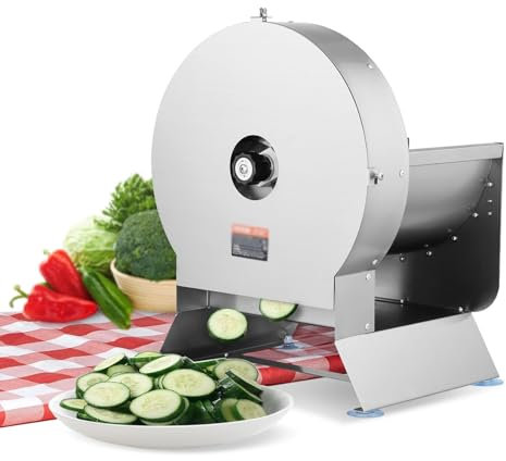 GXLDIANPU Cortadora De Frutas Comercial, Cortadora De Verduras Eléctrica, 0-0,5/0-12 Mm De Espesor Ajustable, Convertible a Manual, Puerto De Alimentación Grande para Patatas, Tomates