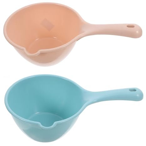 Cabilock Juego De 2 Cucharones De Agua De Plástico, Tamaño Medio, Mango Ergonómico, Versátil Para Cocina, Baño y Riego De Plantas, Colores Azul y Caqui