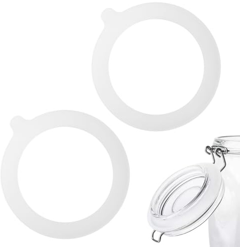 BOUMVID 2 anillos de sellado para tarros de conservas, anillos de goma a prueba de fugas, anillos de goma blancos, tarros de silicona, juntas de cristal de repuesto, para tapas de tarros de conservas