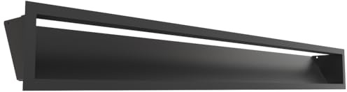 Kratki LUFT Grille de ventilation 12x100 cm étroite noire - Grille de ventilation en acier pour cheminées et installations de chauffage, inclinée à 45°, thermolaquée, pour montage mural