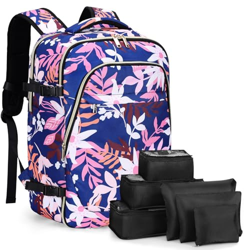 Lekespring Zaino da Viaggio Aereo Bagaglio a Mano per Donne e Uomini, Zaino Bagaglio a Mano con Organizer Valigie 6 Pezzi Set, Borse da Cabina, Zaini Porta PC per Scuola Casual Lavoro Ufficio