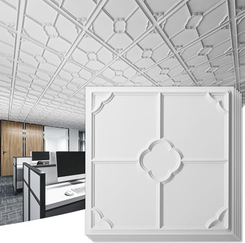 Art3d Drop Ceiling Tiles for Suspended Grid, 2 x 2 ft, 12-Pack, White