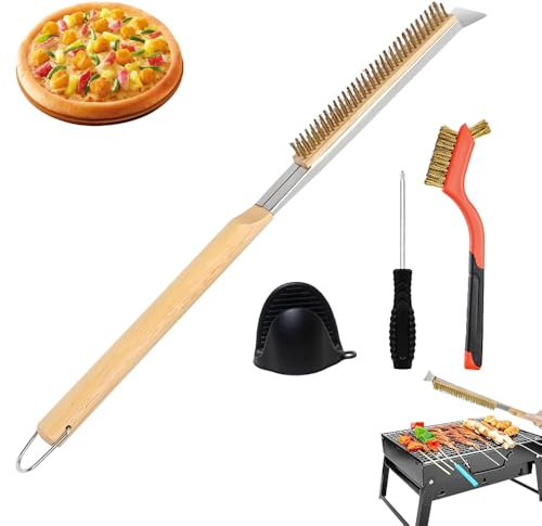 Cozze Pizza Oven Brush 56 cm with a Screwdriver, a Small Brush and a Silicone Clip, Pizza Stone Brush, Pizza Oven Brush, Pizza Oven Accessories, Pizza Oven Brush for Gas Grill Charcoal Grill