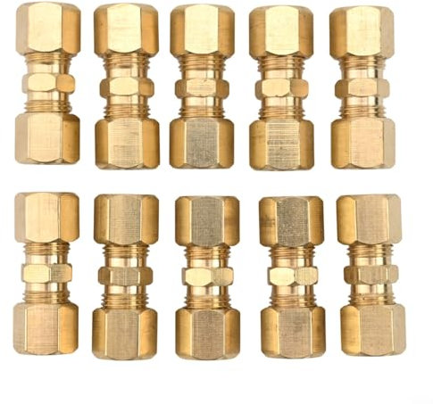 Lot de 10 raccords à compression en laiton pour frein, hydraulique et conduite de carburant (1/4)