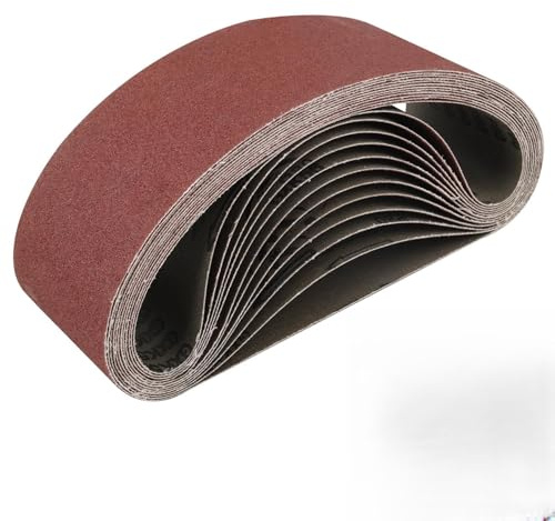 12 Pièces Bandes Abrasives 100x610 mm (4 x 24 pouces) – Grain 80, Haute Qualité en Oxyde d’Aluminium,pour Ponçage de Bois, Métaux et Plastiques (80 grain/100X610)