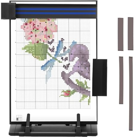 Guniata magnetisk mönsterhållare, stickad mönsterhållare med 4 ersättningsmagneter, justerbar stickad mönsterhållare magnetisk stickmönsterhållare, för läsning av brev, kvitton och notblad (svart)